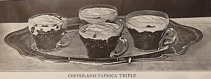 4 single servings of coffee and tapioca trifle in cups