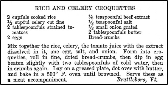 Recipe for Rice and Celery Croquettes