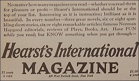 Advertisement for Hearst's Internation Magazine