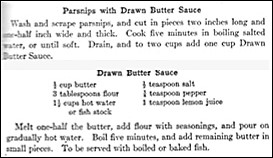Recipe for Parsnips with Drawn Butter Sauce